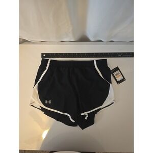 Under Armour Women's Black/White Loose Fit Running Shorts Size Small NWT